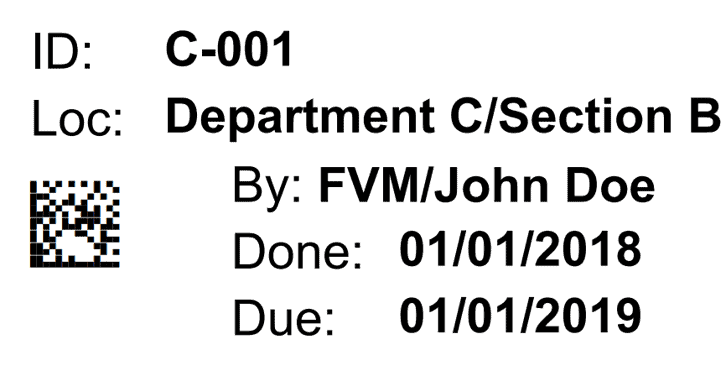 Sample Calibration Label